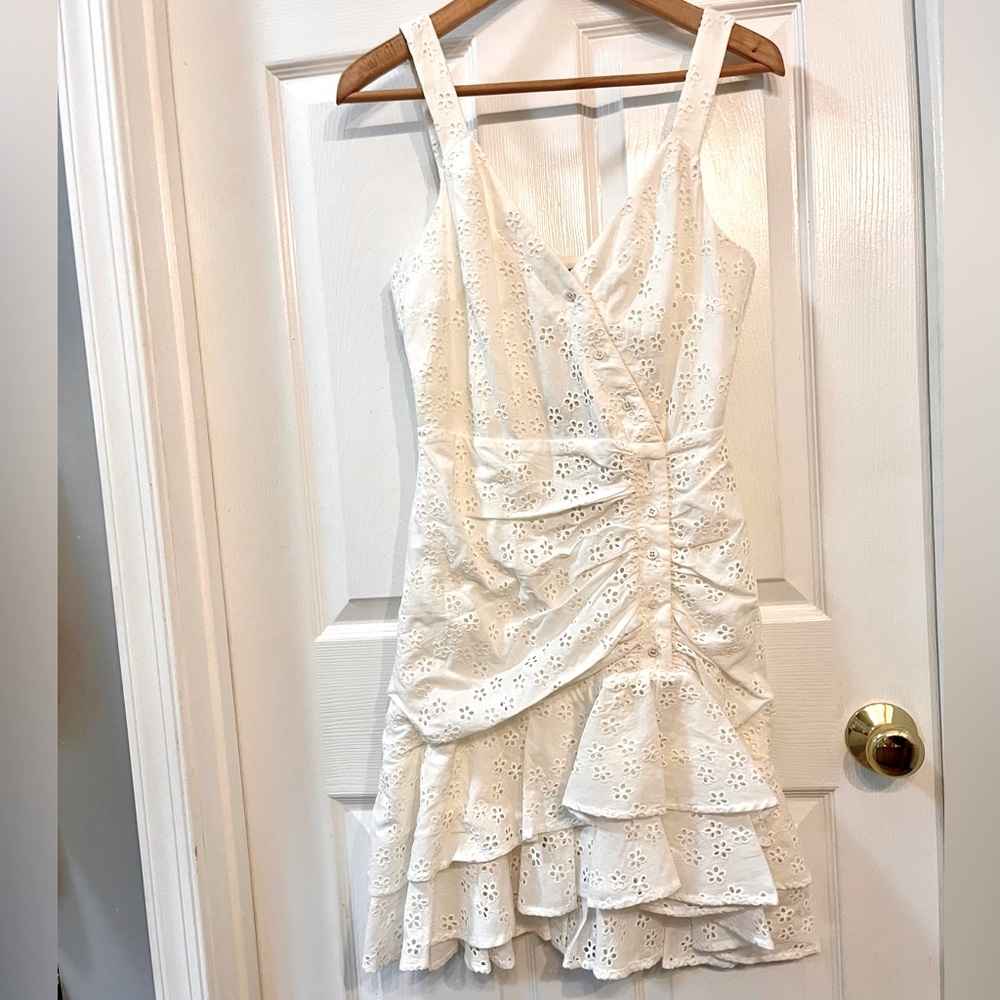White ruffle dress BCBGMaxAzria NWT